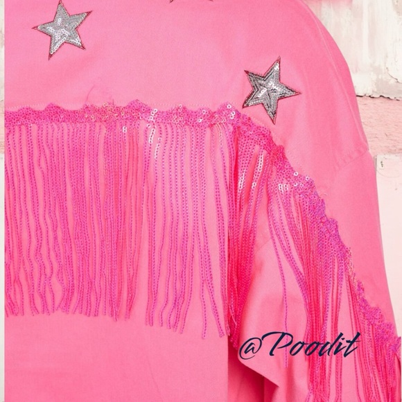 FANTASTIC FAWN pink fringe jacket S M L - Picture 6 of 12